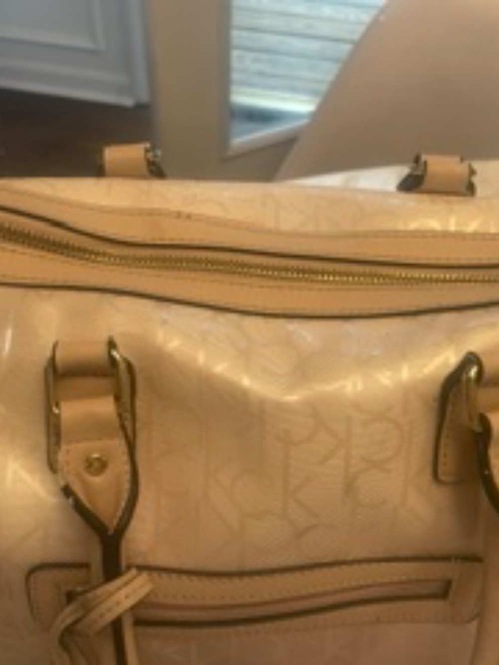 Calvin Klein Monogram Satchel Bowler Bag | Beige/Champagne - 0001 - Picture 2 of 3
